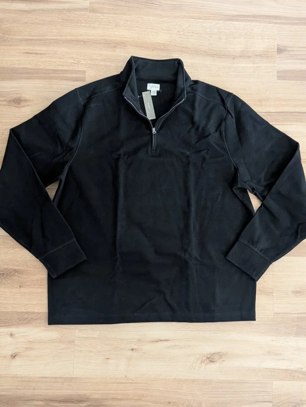 NWT J.Crew XXL Black Quarter Zip Fleece Pullover Sweater